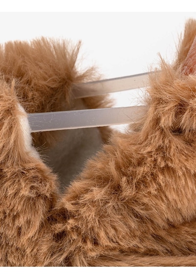 Furry Furry Kestane Kahverengi Kürk Barefoot Patik Kahverengi