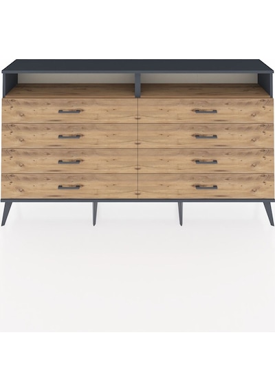 Arges Konsol 2 Raflı 8 Çekmeceli 176x30x99 Antrasit-çam Antrasit-çam