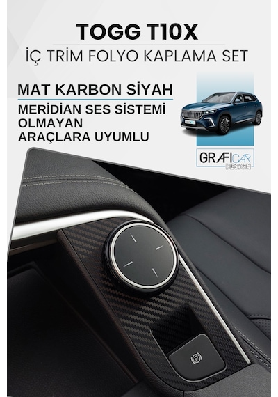 Togg T10x Uyumlu İç Trim Folyo Kaplama Set Meridiansız Uyumlu
