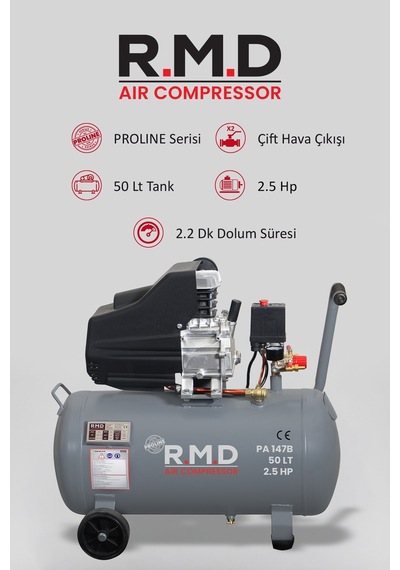 R.m.d Kompresör Pistonlu Hava Kompresörü 50 Lt 8 Bar 2 .5 Hp Ipaı147b