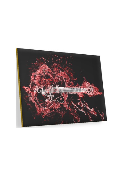 Cakasepetim Elektrogitar Ve Kırmızı Alevler Ahşap Mdf Tablo