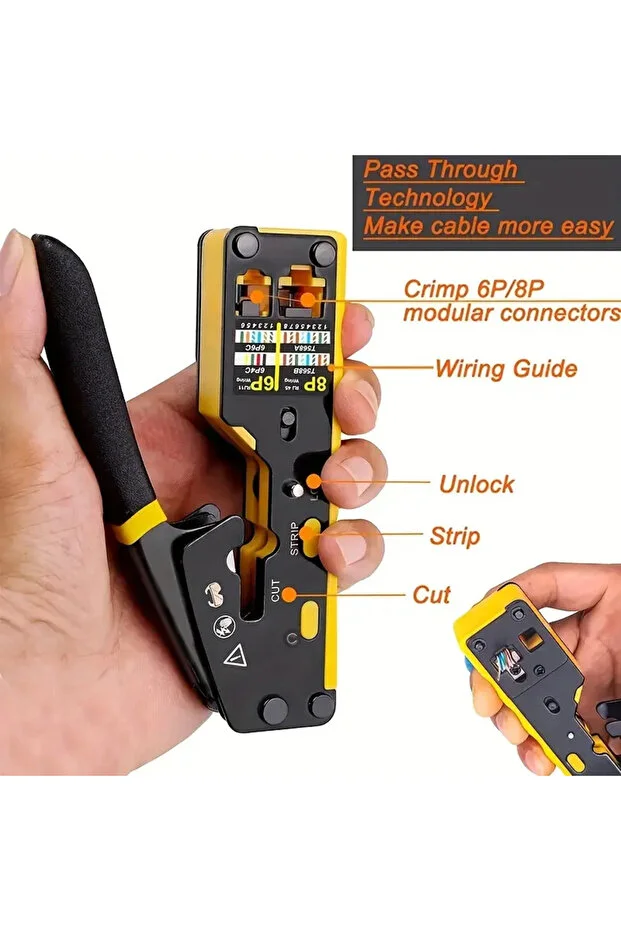 Yeni Nesil Ez Rj45 Ağ Crimper Çok İşlevli Ethernet Sıkma Pensesi Kesme/şerit Rj11/cat5e/6 Utp Stp + Yedek Bıçak  Network Aksesuarı
