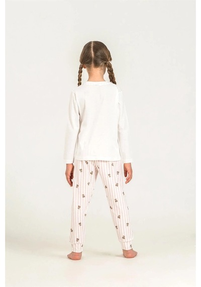 Rolypoly Kız Çocuk Baskılı Pijama Takımı Beyaz Rp3912-3