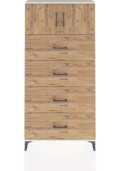 Arges Dolap Tek Raflı 4 Çekmeceli 2 Kapaklı 88x30x182 Aytaşı-çam Aytaşı