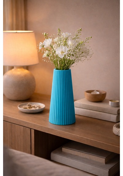 Modern Beyaz Vazo Güne Sade Bir Başlangıç 17.8 7.7 Cm Turkuaz