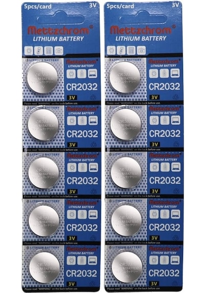 Mettzchrom 20 Adet 3 Volt Cr2032 Lityum Düğme Para Pil Dl2032 Bi