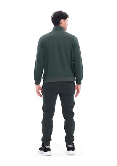 Rowinger Yarım Fermuarlı Dik Yaka Selanik Örme Erkek Sweatshirt Darkgreen