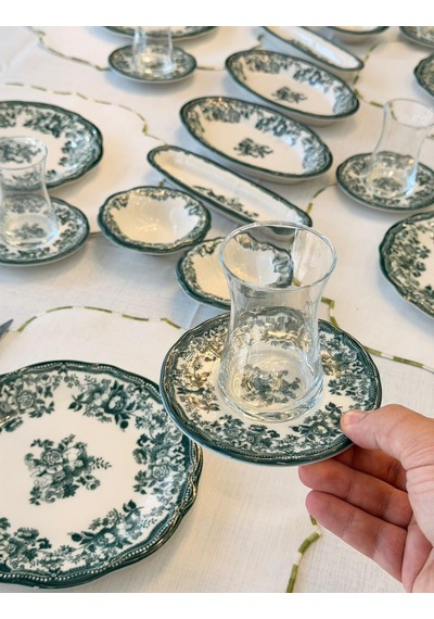 20 Parça Porselen Kahvaltı Takımı Green-6100 Yeşil