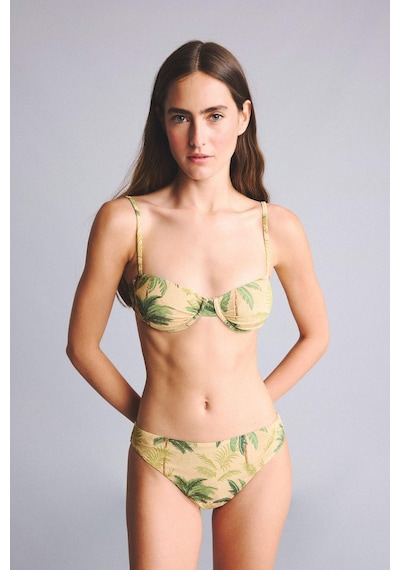 Defacto Regular Fıt Çiçekli Simli Kumaş Bikini Üstü G7029ax26smkh452 Haki-kh452