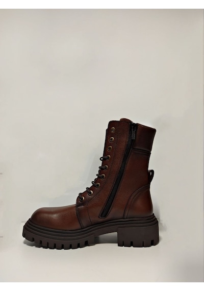Castle Black Yldz-9233-1 Hakiki Deri Kadın Bot Taba