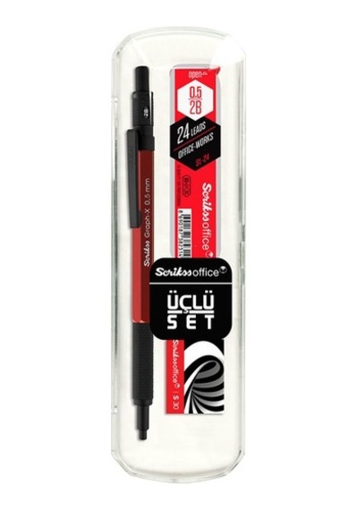 Scrikss Graph-x Metal Versatil Kalem 0.5 Mm Kırmızı 3'lü Set