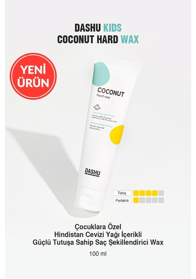 Çocuklara Özel, Hindistan Cevizi Yağı İçerikli, Güçlü Saç Şekillendirici Dashu Kids Coconut Hard Wax