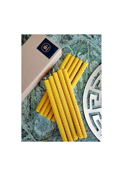 10 Adet 21cm Balmumu Mum Dilek Mumu, Beeswax Candle Doğal Petek Bal Mumu Mum 6998