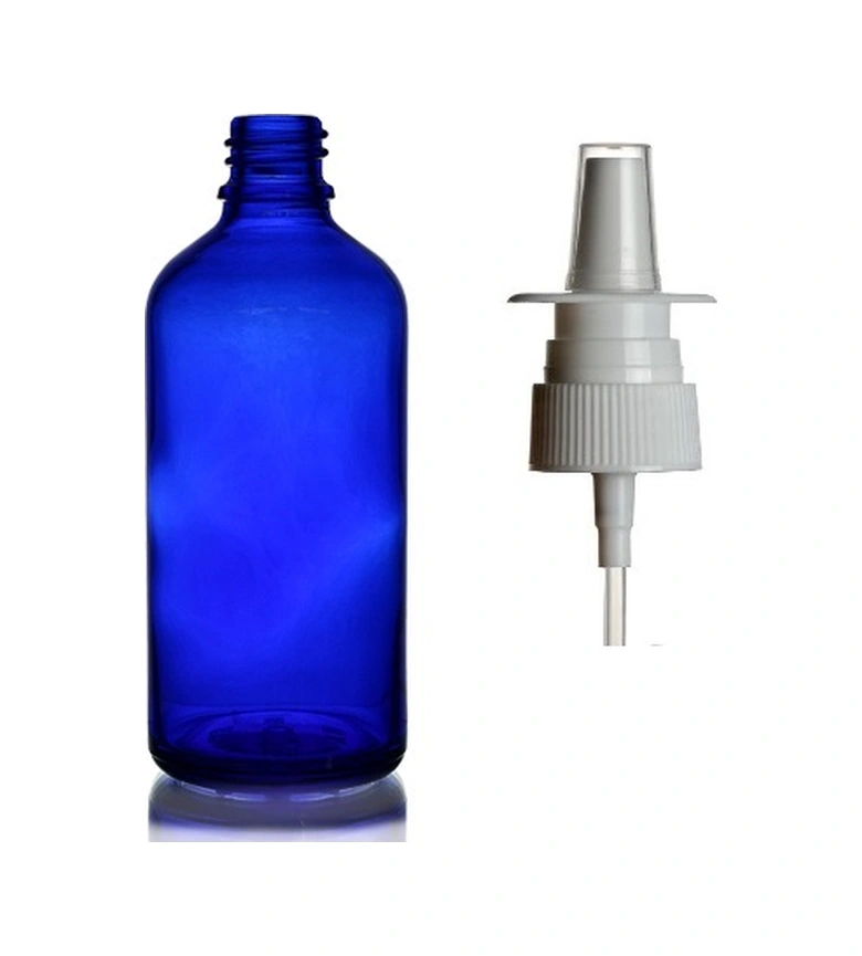 50ml Mavi Cam Şişe, Burun Spreyi, 24 Adet Nazal Spreyli, Ecza Şişesi, İlaç Şişesi