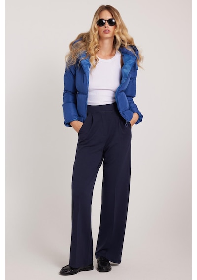 Tudors Kadın Regular Fit Klasik Kesim Cırt Kapamalı Geniş Paça Lacivert Pantolon-39577 Lacivert