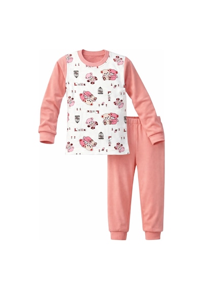 Kız Çocuk Pamuklu Desenli Pijama Takımı 6068-09 Gül Kurusu GÜL KURUSU