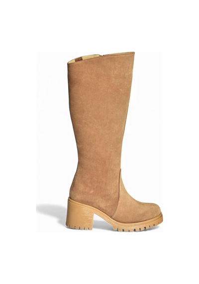 Fox Shoes R654047702 Taba/kahverengi Hakiki Deri Süet Kalın Topuklu Kadın Çizme Kahverengi - Taba