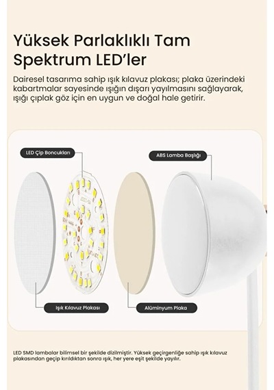 Göz Korumalı Led Masa Lambası Mavi Işık Filtreli, 4 Işık Modlu, Telefon Tutuculu, 360 Esnek Gövde Turkuaz