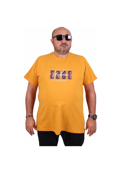 Moc Grande Mocgrande Erkek Büyük Beden Sıfır Yaka Tişört Edge 25190 Hardal Hardal