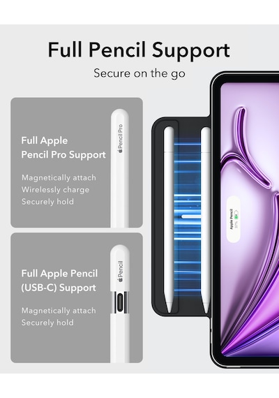 iPad Uyumlu  Air 13 M3/m2 Rebound Manyetik Kılıf - Siyah Kapaklı Kılıf