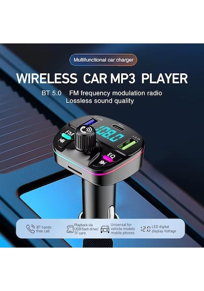 Ga04 Pd20w Qualcomm 3.0 Hızlı Şarj Aleti Rgb Renkli Fm Transmitter Mp3 Çalar Bluetooth 5.3 Çakmaklık Pd20w Qc3.0 Hızlı Şarj