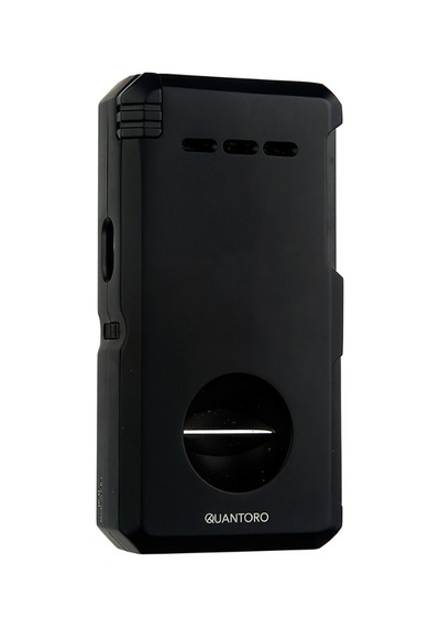 Quantoro Çift Torch Pürmüz V-cut/delicili/iğneli Siyah Metal Puro Çakmağı - Trz1087