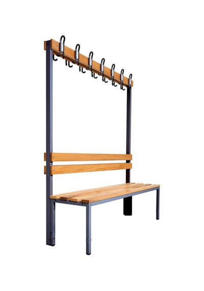 Ayakkabılıksız 4 Ayaklı Tek Taraflı Bank, 7 Adet Kanca, 150x43x170 Cm, Vestiyer Bankı, Spor Bankı