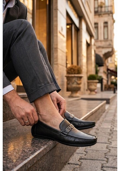Pierre Cardin 90237 Rahat Esnek Hakiki Deri Erkek Loafer Ayakkabı Siyah
