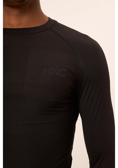 Hnc Sport Ateş Erkek Uzun Kol Tek Kol Dijital Baskılı Compression Fitness Gym Spor Body Tshirt Siyah