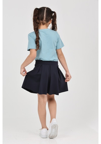 Erdem Kıds Kız Çocuk Düz Baskısız Kısa Kol Basic Casual-okul T-shirt Mint Yeşili Mint Yeşili