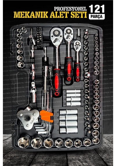 Profesyonel Mekanik Krom Çelik Premium Kalite 121 Parça Lokma Takımı 1/2-1/4-3/8 Full Set