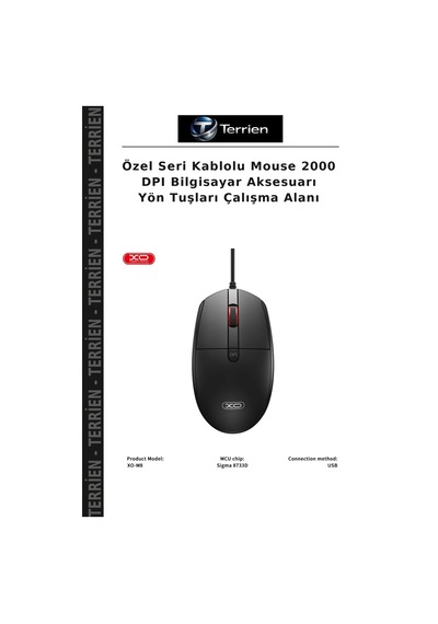 Özel Seri Kablolu Mouse 2000 Dpı Bilgisayar Aksesuarı Yön Tuşları Çalışma Alanı M8
