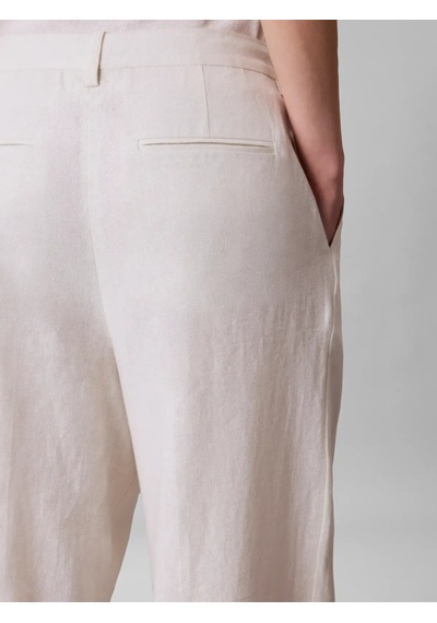 Calvin Klein Lınen Blend Wıde Leg, Yas Krem Kadın Pantolon