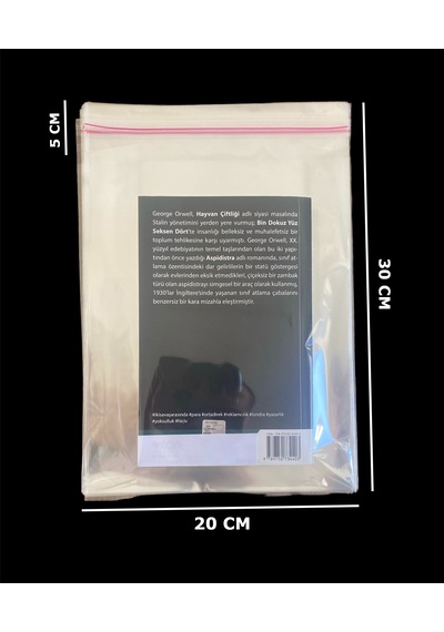 Hg Ambalaj 100 Adet 20x30 Cm Bantlı Opp Jelatin Poşet, Şeffaf Poşet 20x25+5 Cm