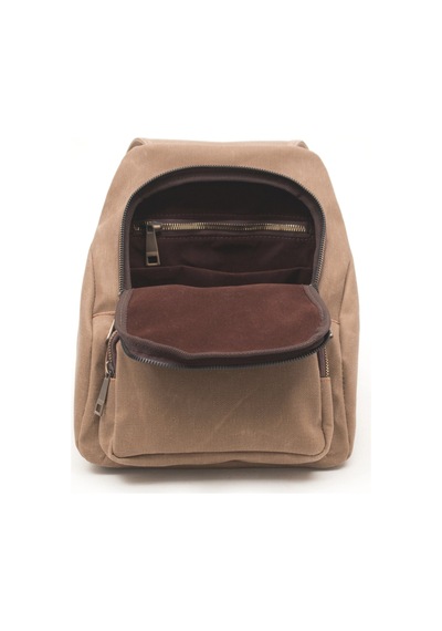Gillario Design 04 Kanvas - Deri Kadın Sırt Çantası Camel