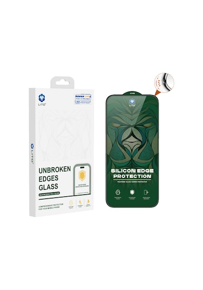 Lito D+ Ultra Silikon Kenar Clear iPhone Uyumlu 13 Pro Max/14 Plus Ekran Koruyucu
