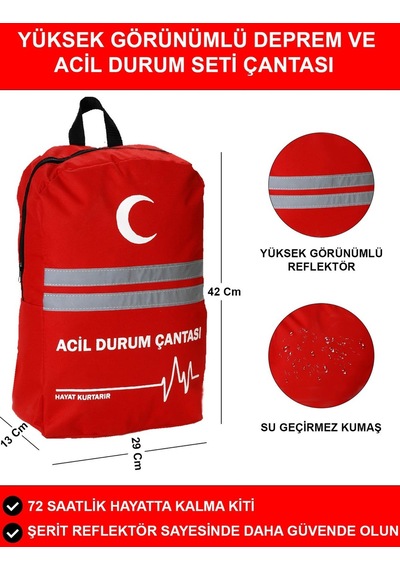 Sırt Deprem Çantası Afet Ve Acil Durum İlk Yardım Seti