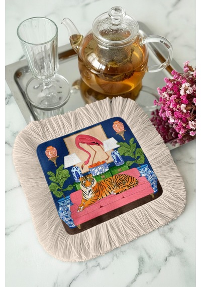 Lüks Kaplan Desenli Saçaklı Sunum Peçetesi - Flamingo Retro Lacivert Pembe Bardak Altlığı Mendil Soluk Toprak Fu Şya Lüks Kaplan Desenli Saçaklı Sunum Peçetesi - Flamingo Retro Lacivert Pembe Bardak Altlığı Mendil Soluk Toprak Fu Şya
