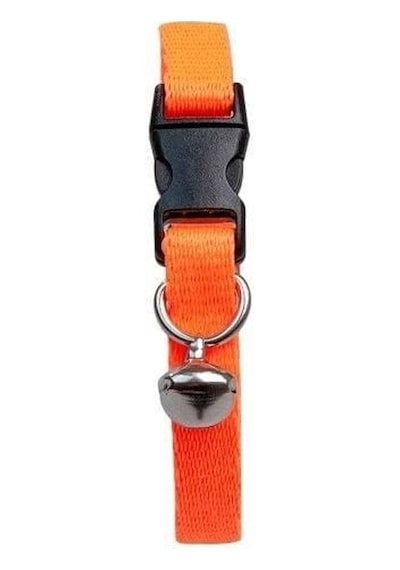 Toptan 10 Adet Neon Turuncu Zilli Ayarlanabilir Kedi Boyun Tasması 22-30 Cm-21508