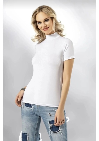 Kota 6228 Kadın Kısa Kollu Yarım Boğazlı Body Atlet Tekli beyaz