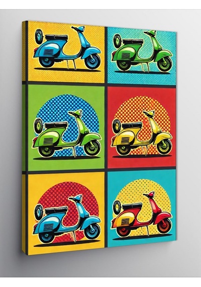 Kanvas Tablo Renkli Motosiklet Posteri 50cmx70cm