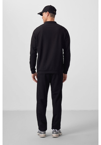 Siyah Yüzeyi Dokulu Oversize Erkek Eşofman Takım - 85275 Siyah