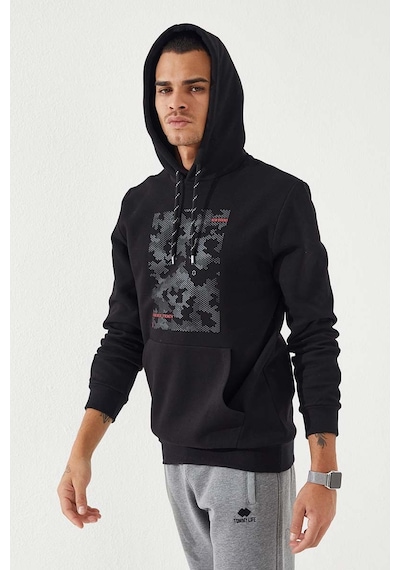 Tommy Life Siyah Kamuflaj Desen Baskılı Standart Kalıp Kapüşonlu Erkek Sweatshirt - 87884 Siyah Tommy Life Siyah Kamuflaj Desen Baskılı Standart Kalıp Kapüşonlu Erkek Sweatshirt - 87884 Siyah