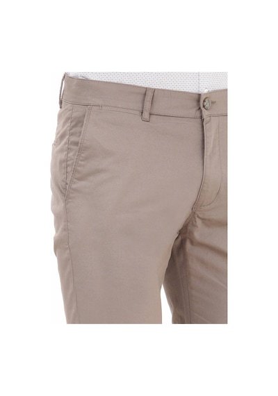 Kip Vizon Düz Dokuma Slim Fit Casual Pamuk Karışımlı Pantolon Vizon