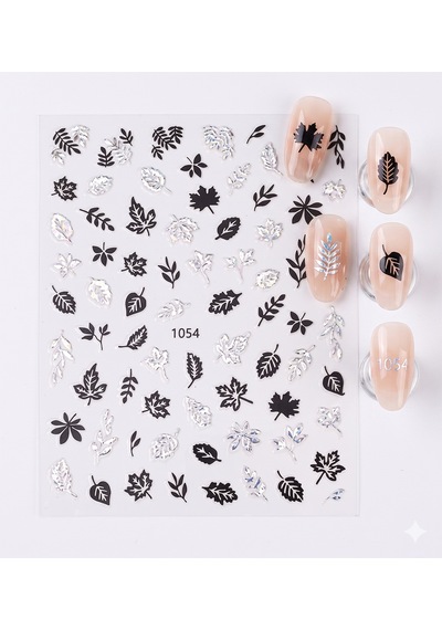 Gümüş Holografik Yaprak Dizayn Tırnak Sticker Tırnak Etiketi Nail Art Jo-1054s
