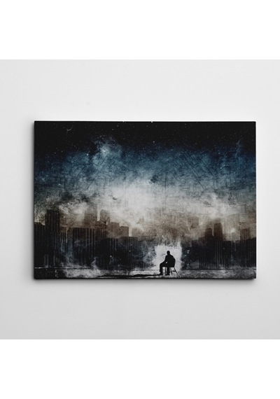Şehir Adam Ve Yıldızlar Dekoratif Kanvas Tablo 70 X 100 Cm