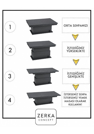 Elit Akıllı Orta Sehpa Ve Yemek Masası Antrasit Elit Akıllı Orta Sehpa Ve Yemek Masası Antrasit