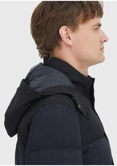 Ramsey Siyah Regular Fit Kapüşonlu Dokuma Kaban siyah black