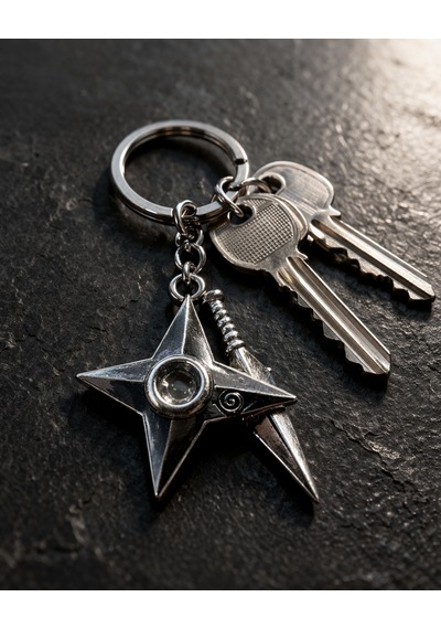 Naruto Şuriken Kunai Desenli Gümüş Renk Anahtarlık Unisex Yetişkin Anime
