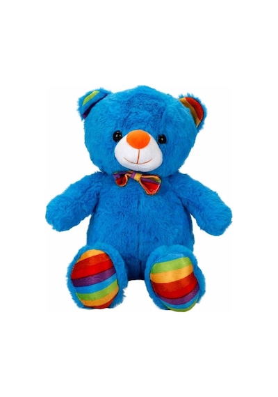 Oturan Kurdeleli Renkli Peluş Ayı 30 Cm Yeşil